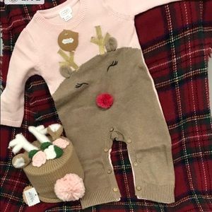 6-9 month girls deer outfit with matching beanie